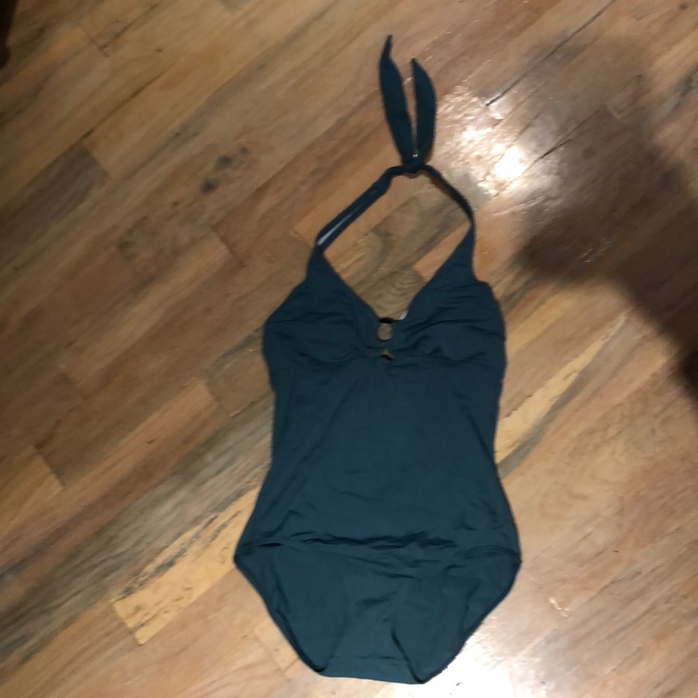 Teal swim shirt. One piece